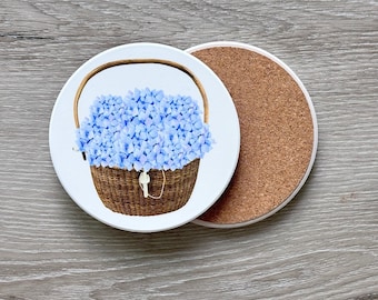 Nantucket COASTERS, Sandstone, Coastal, Beach, ACK, Nantucket Basket, Preppy, Watercolor, Customized, Set of 2, Set of 4, Gift