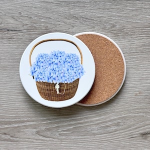 Nantucket COASTERS, Sandstone, Coastal, Beach, ACK, Nantucket Basket, Preppy, Watercolor, Customized, Set of 2, Set of 4, Gift