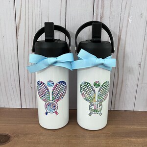 TENNIS MONOGRAM Bottle, Preppy, Personalized, Name, 12 oz, 16 oz, 20 oz, 24 oz