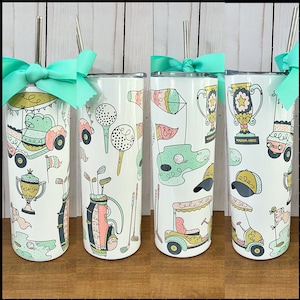 GOLF Skinny Tumbler, Preppy, Personalized, Whimsical, Sublimation, Matte, 15oz, 20oz, 30oz