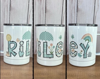 PERSONALIZED Mug, Travel, Camp, Preppy, Spring Time, Name, Whimsical, 12oz, 16oz, 20oz