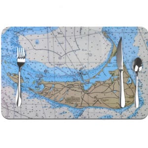 Placemat, NANTUCKET Nautical Map, Table Setting, Dog Feeding Mat, Kids Mat