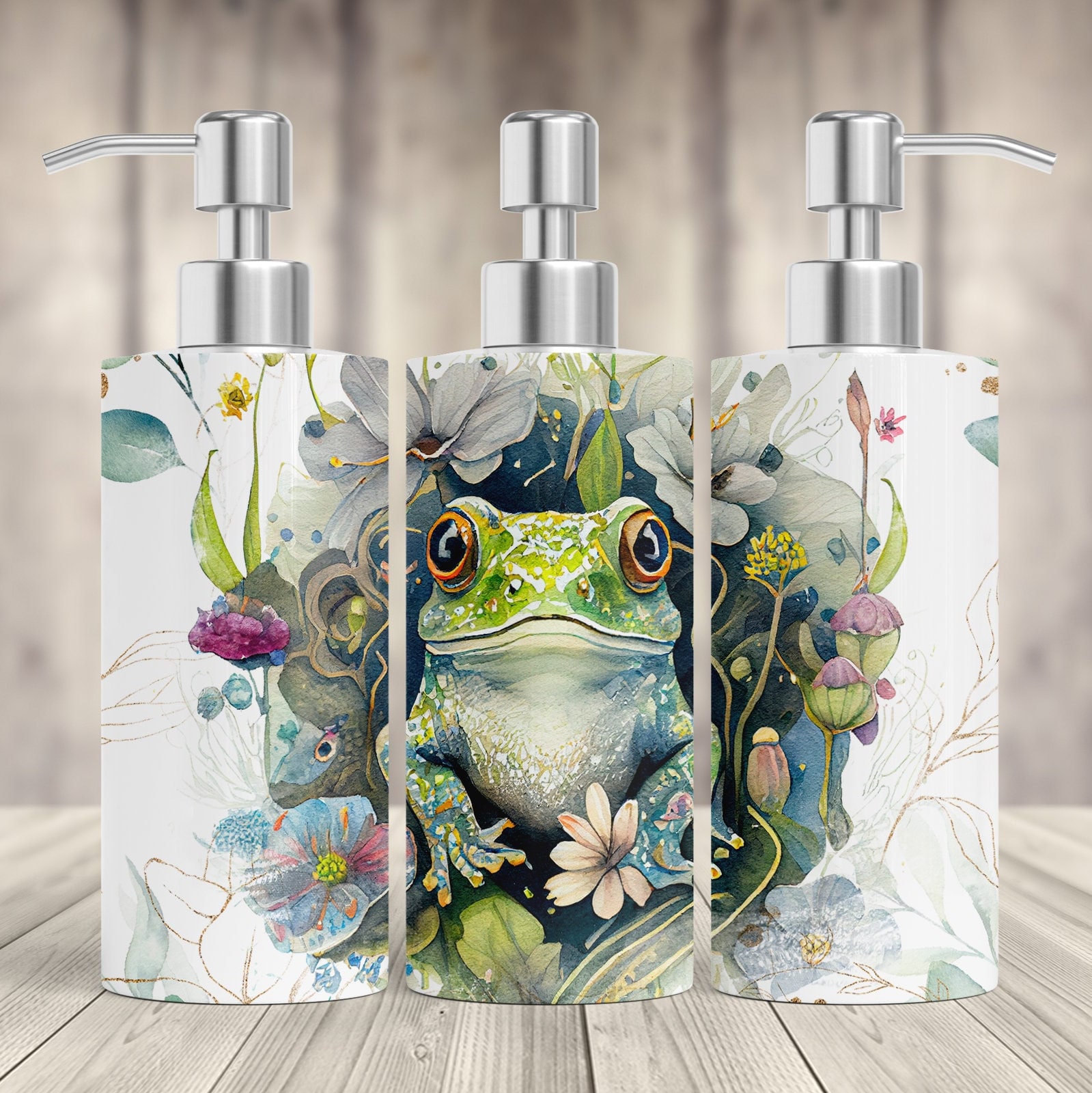 FROG, Soap Dispenser, Lotion, Hand Soap, Dish Soap, Watercolor