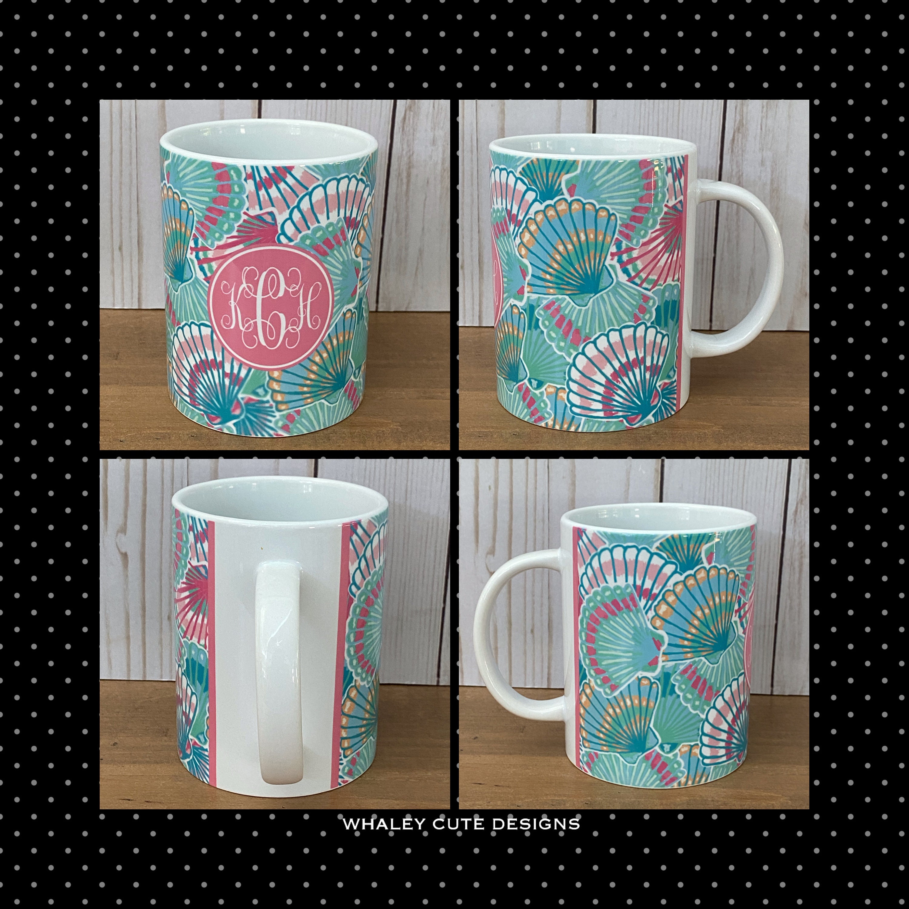 SEASHELLS 15oz Ceramic Mug Monogram Mug Preppy Mug Etsy
