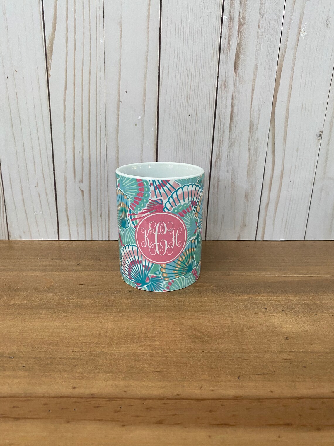SEASHELLS 15oz Ceramic Mug Monogram Mug Preppy Mug Etsy