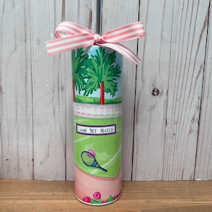 TENNIS Skinny Tumbler, Preppy, Tennis Racquet, Tennis Court 20oz
