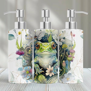 FROG, Soap Dispenser, Lotion, Hand Soap, Dish Soap, Watercolor, Whimsical, Gift