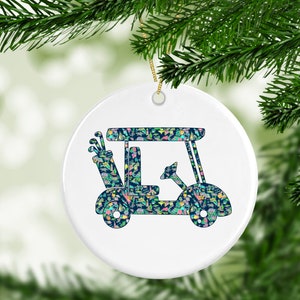 ORNAMENT, Porcelain, Golf Cart, Christmas, Gift, Secret Santa, Preppy, Watercolor, Customized