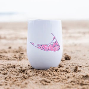 NANTUCKET, Wine Tumbler, Shells, Preppy, Travel Wine, Insulated Wine, Watercolor, 12 oz, Gift