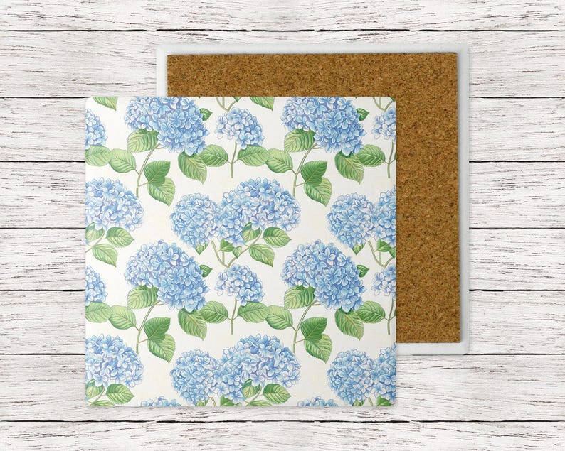 Hydrangea COASTERS, 2 or 4, Sandstone, Coastal, Beach, Nantucket, Cape Cod, Marthas Vineyard, Preppy, Watercolor, Set of 2, Set of 4, Gift image 6