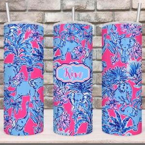 ELEPHANT, Skinny Tumbler, Bottle, Preppy, Sublimation, Whimsical