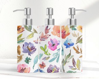 FLORAL, Soap Dispenser, Lotion, Hand Soap, Dish Soap, Watercolor