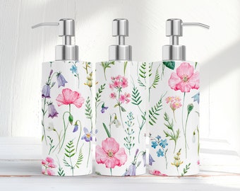 FLORAL, Soap Dispenser, Lotion, Hand Soap, Dish Soap, Wildflowers, Watercolor