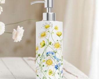 FLORAL, Soap Dispenser, Lotion, Hand Soap, Dish Soap, Daisies, Watercolor