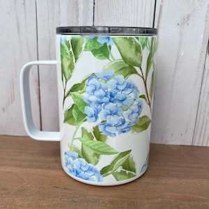 HYDRANGEA Mug, Travel, Floral, Camp, Preppy, Sublimation, 12oz, 16oz, 20oz