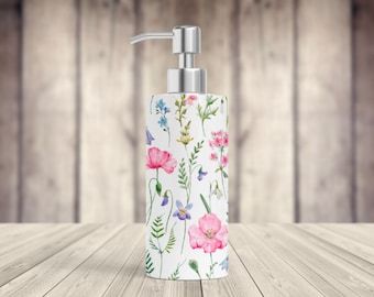 FLORAL, Soap Dispenser, Lotion, Hand Soap, Dish Soap, Wildflowers, Watercolor
