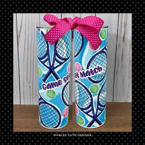TENNIS Skinny Tumbler, Preppy, Tennis Racquet, Whimsical, Sublimation, Matte, 15oz, 20oz, 30oz