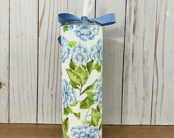 HYDRANGEA Skinny Tumbler, Sublimation, Preppy, Flowers, 15oz, 20oz, 30oz