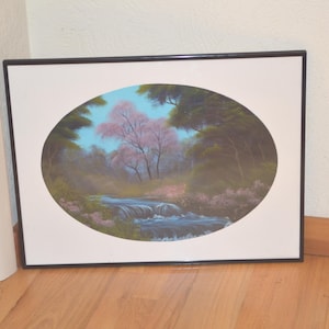 Vintage Original Acrylic Painting---Acrylic on Canvas Artworks---Framed Acrylic Paintings---Acrylic Landscape Paintings---Landscape Artworks