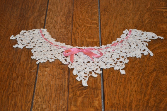 Antique Lace Collar---Collar With Pink Ribbon---I… - image 8