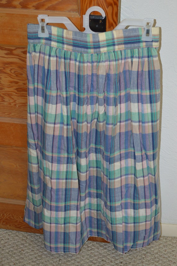 Vintage Button-Down Pleated Skirt---High Waist Mi… - image 3