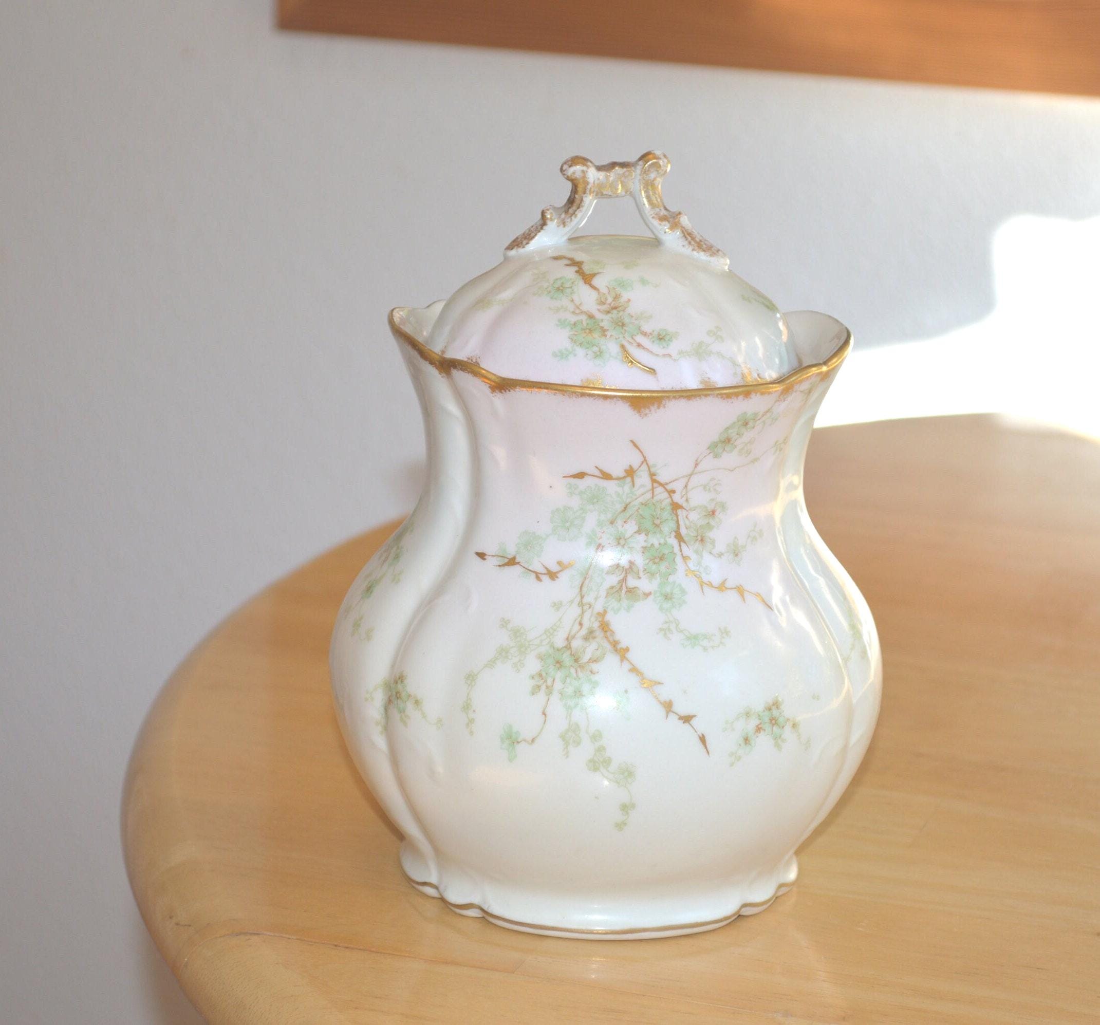 Antique Limoges Biscuit Jar---Limoges Porcelain---Pitkin & Brooks 