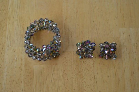 1950's Crystal Bracelet & Earring Set--Aurora Bor… - image 5