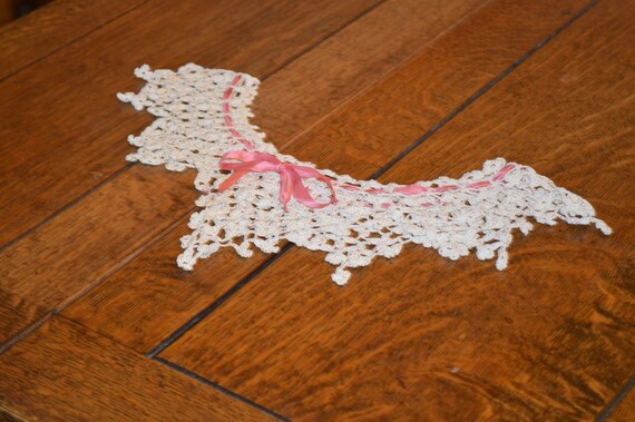 Antique Lace Collar---Collar With Pink Ribbon---I… - image 6