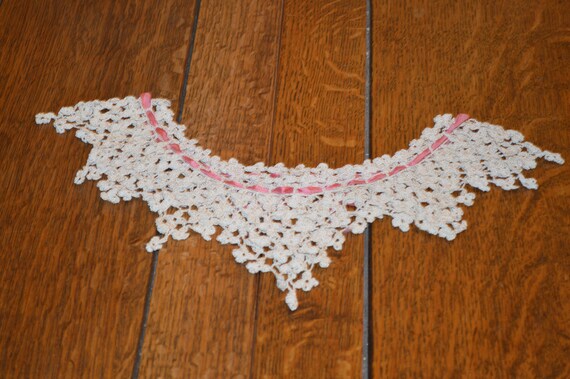 Antique Lace Collar---Collar With Pink Ribbon---I… - image 9