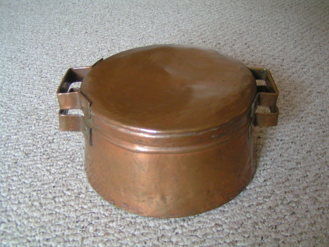 Antique Handmade Copper Pot With Lidprimitive Copper Potsdovetailed