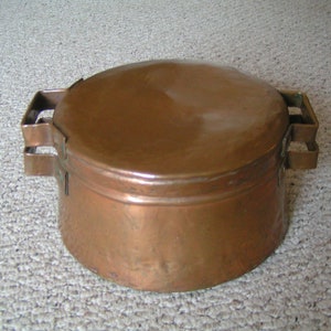 Antique Handmade Copper Pot With Lid---Primitive Copper Pots---Dovetailed Copper Pots---Lidded Copper Pots--Antique Copper Pots--Copper Pots