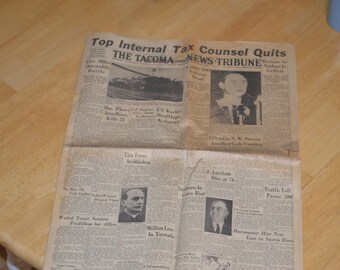 Vintage Newspaper From 1951---Vintage The Tacoma News Tribune---Old Newspapers---Vintage Newspapers---Newspaper about the Korean War