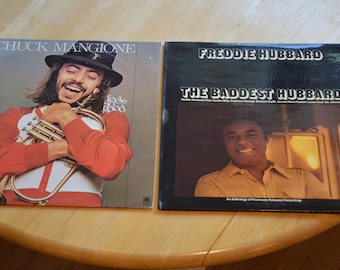 2 Vintage Jazz Vinyl LP Albums--Freddie Hubbard LP Album-Chuck Mangione LP Album-The Baddest Hubbard Vinyl Record-Feels So Good Vinyl Record