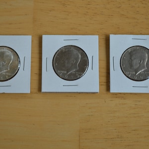 3 Kennedy Half Dollar Coins---JFK Coins---Kennedy Half Dollars---Vintage Coins---Coin Collecting---JFK Half Dollars---Half Dollar Coins