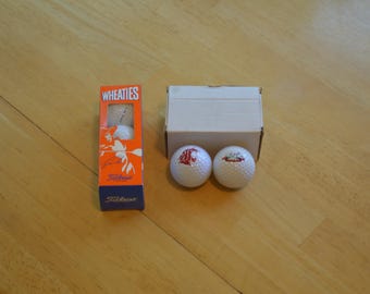 4 New Vintage Golf Balls--Vintage Logo Golf Balls--1990s Logo Golf Balls--Vintage Titleist Wheaties Tiger Woods Golf Balls--Canada Golf Ball