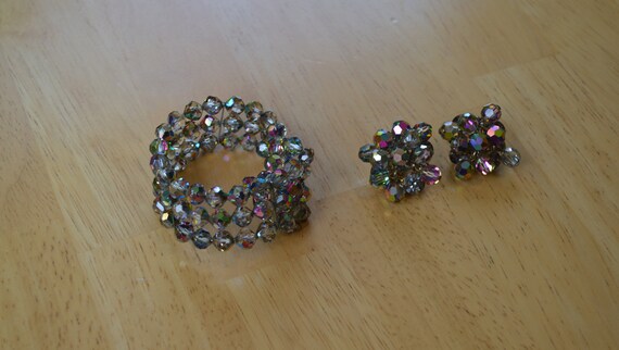 1950's Matching Bracelet & Earring Set--Aurora Bor