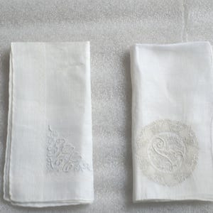 4 Wedding Handkerchiefs---White Embroidery Hankies---Wedding Hankies---1940-50&#39;s Handkerchiefs---Vintage Hankies---Vintage Handkerchiefs