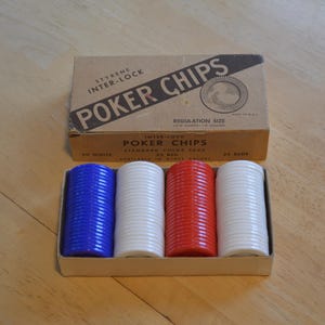 Vintage Poker Chips---1950&#39;s Styrene Poker Chips---Regulation Size Poker Chips---Old Poker Chips---Poker Chips---Vintage Poker Accessories