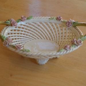 Vintage Italian Basket---Italian Porcelain Basket---1940-50 Porcelain Basket---Collectibles From Italy---Porcelain Baskets---Vintage Baskets