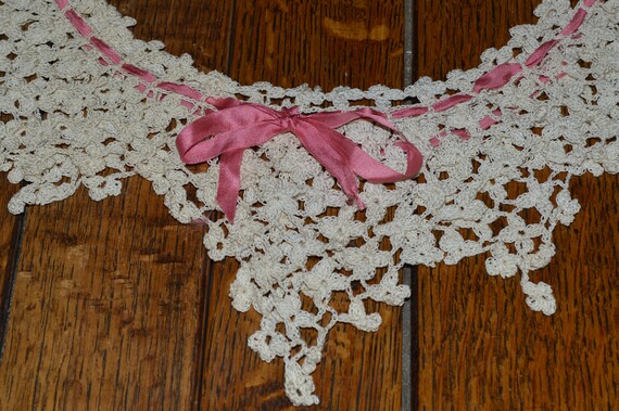 Antique Lace Collar---Collar With Pink Ribbon---I… - image 5