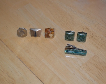 Vintage Cuff Links/Tie Clip Set and 3 Cuff Links------Silvertone Cuff Links/Tie Clip Set--Goldtone Cuff Links--Cuff Links from the 1940-50's
