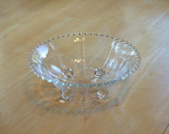 Antique Candlewick Lily Bowl---Candlewick 4-Footed Bowl---Imperial Glass Co., Ohio---1930's Candlewick Glass Lily Bowl---Antique Glass Bowls