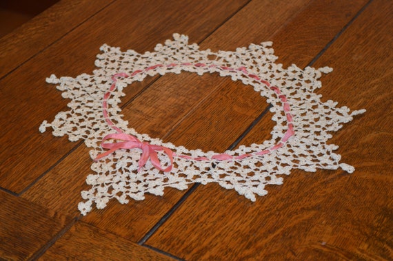 Antique Lace Collar---Collar With Pink Ribbon---I… - image 7