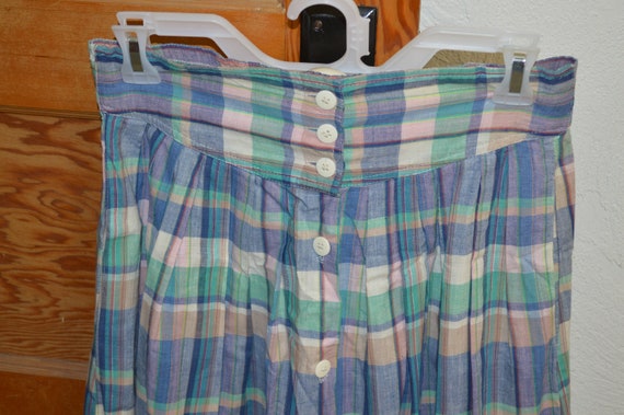 Vintage Button-Down Pleated Skirt---High Waist Mi… - image 8