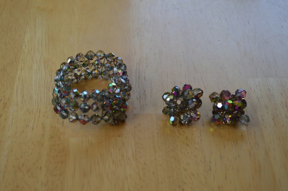 1950's Crystal Bracelet & Earring Set--Aurora Bor… - image 10