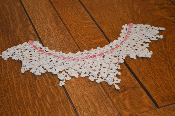 Antique Lace Collar---Collar With Pink Ribbon---I… - image 3