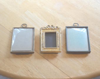 3 Antique Photo Frames---Small Photo Frames---Antique Gold Picture Frames---Old Picture Frames---Old Photo Frames---Antique Gilded Frames