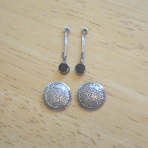 Vintage Mexican Aztec Calendars---Sterling Aztec Calendars---Old Mexican Silver---Mexican Jewelry From The 1940-50s--Old Mexican Jet Jewelry