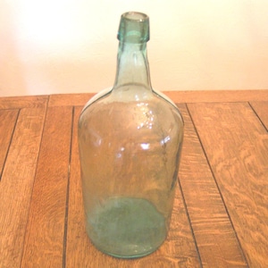 Antique Hand-Blown Bottle---Gallon (4 Liter) Demijohn Bottle--Post Bottom Mold Bottle--Aqua Color Demijohn--Antique Bottle From 1880 to 1915