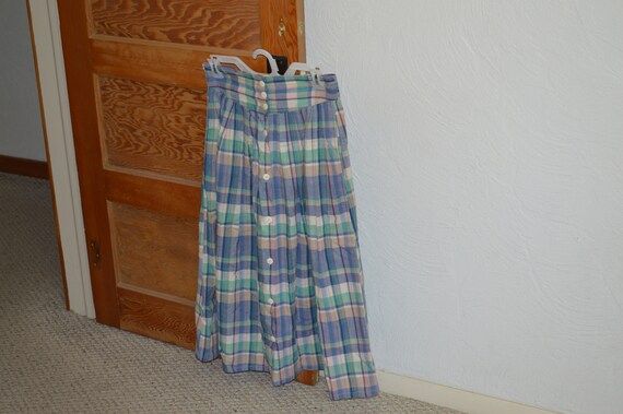 Vintage Button-Down Pleated Skirt---High Waist Mi… - image 10